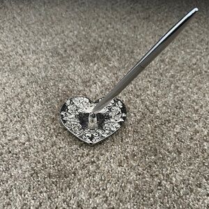 Silver Heart-Shaped Pen Holder